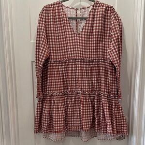 Chelsea & Violet Burnt Orange and White Checkered Top Size XL